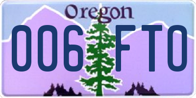 OR license plate 006FTO
