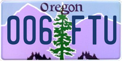 OR license plate 006FTU