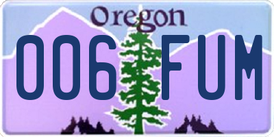 OR license plate 006FUM