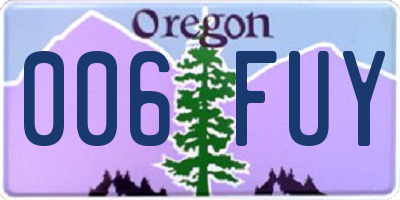 OR license plate 006FUY