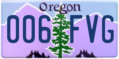 OR license plate 006FVG