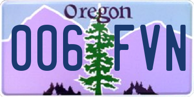 OR license plate 006FVN