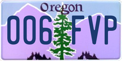 OR license plate 006FVP