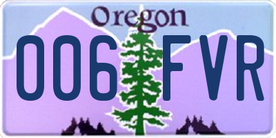 OR license plate 006FVR
