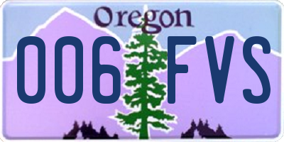 OR license plate 006FVS
