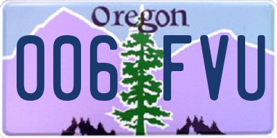OR license plate 006FVU