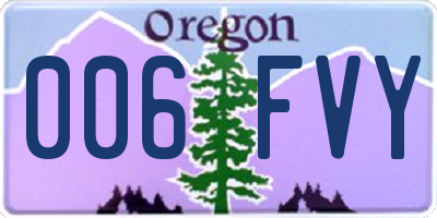 OR license plate 006FVY