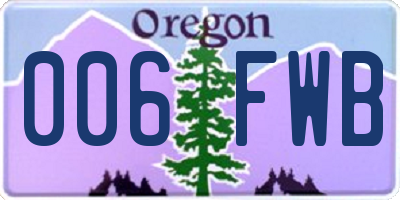 OR license plate 006FWB