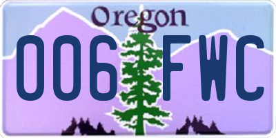 OR license plate 006FWC