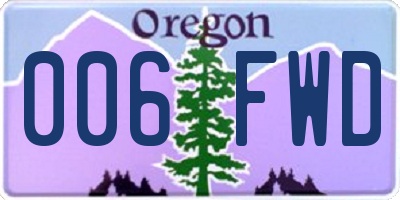 OR license plate 006FWD
