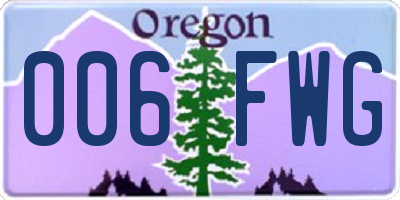 OR license plate 006FWG