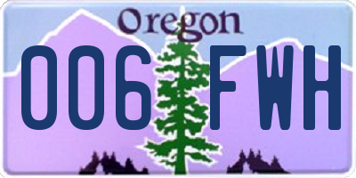 OR license plate 006FWH