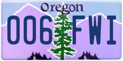 OR license plate 006FWI