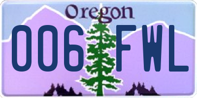 OR license plate 006FWL