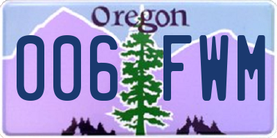 OR license plate 006FWM