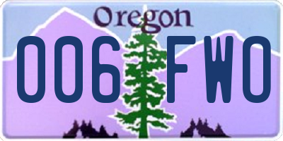 OR license plate 006FWO