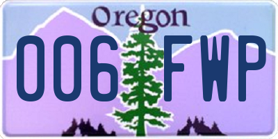 OR license plate 006FWP