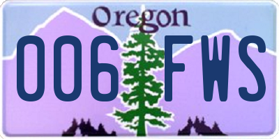 OR license plate 006FWS