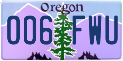 OR license plate 006FWU