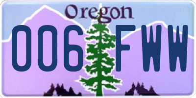 OR license plate 006FWW