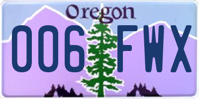 OR license plate 006FWX
