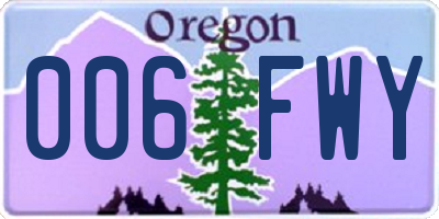 OR license plate 006FWY