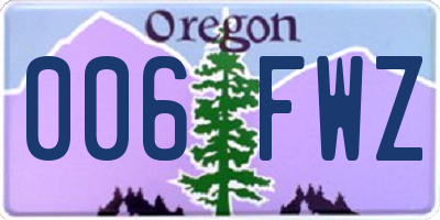 OR license plate 006FWZ