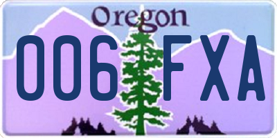 OR license plate 006FXA