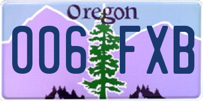 OR license plate 006FXB