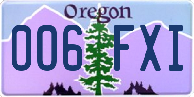 OR license plate 006FXI