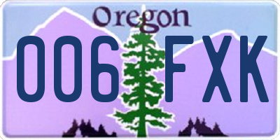 OR license plate 006FXK