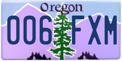 OR license plate 006FXM