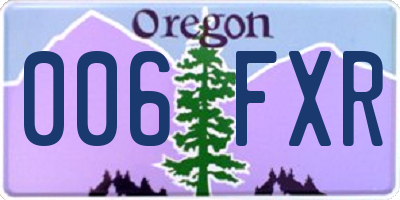 OR license plate 006FXR