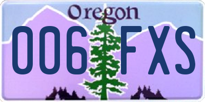 OR license plate 006FXS