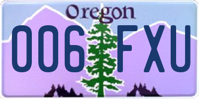 OR license plate 006FXU