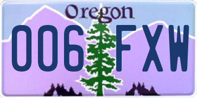 OR license plate 006FXW