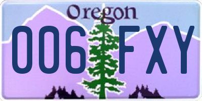 OR license plate 006FXY