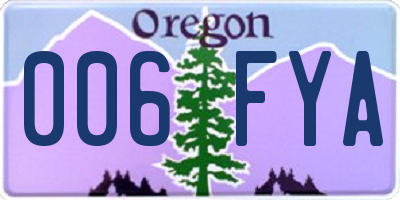 OR license plate 006FYA