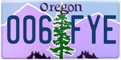 OR license plate 006FYE