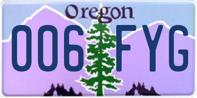 OR license plate 006FYG