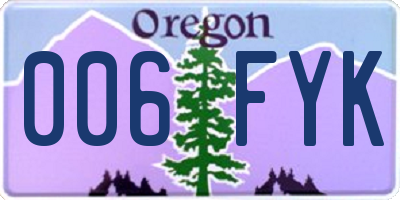 OR license plate 006FYK