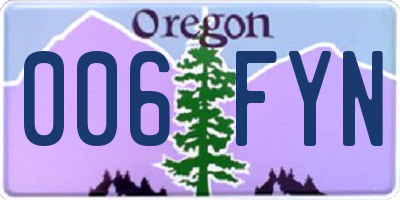 OR license plate 006FYN