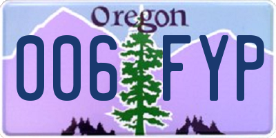 OR license plate 006FYP