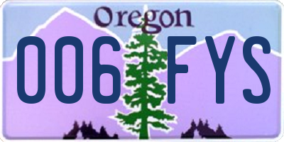 OR license plate 006FYS