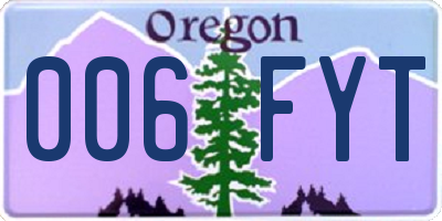 OR license plate 006FYT