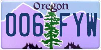 OR license plate 006FYW