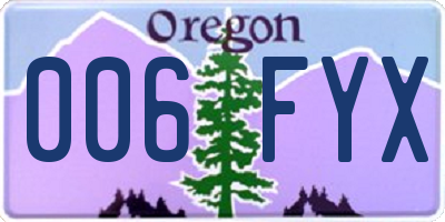 OR license plate 006FYX