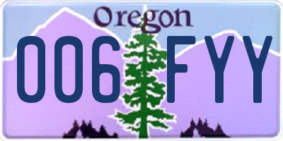 OR license plate 006FYY