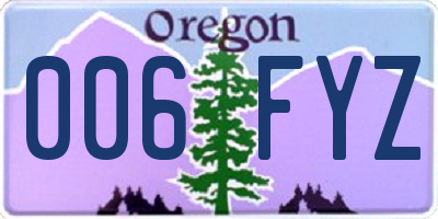OR license plate 006FYZ