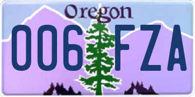 OR license plate 006FZA